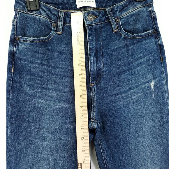 Oliver Logan The Russel Flare Denim Jeans Womens 25 Split Hem Distressed - Picture 5 of 15